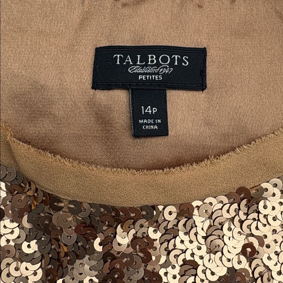 Talbots Gold Sequin Top/ INC scarf - Picture 3 of 6